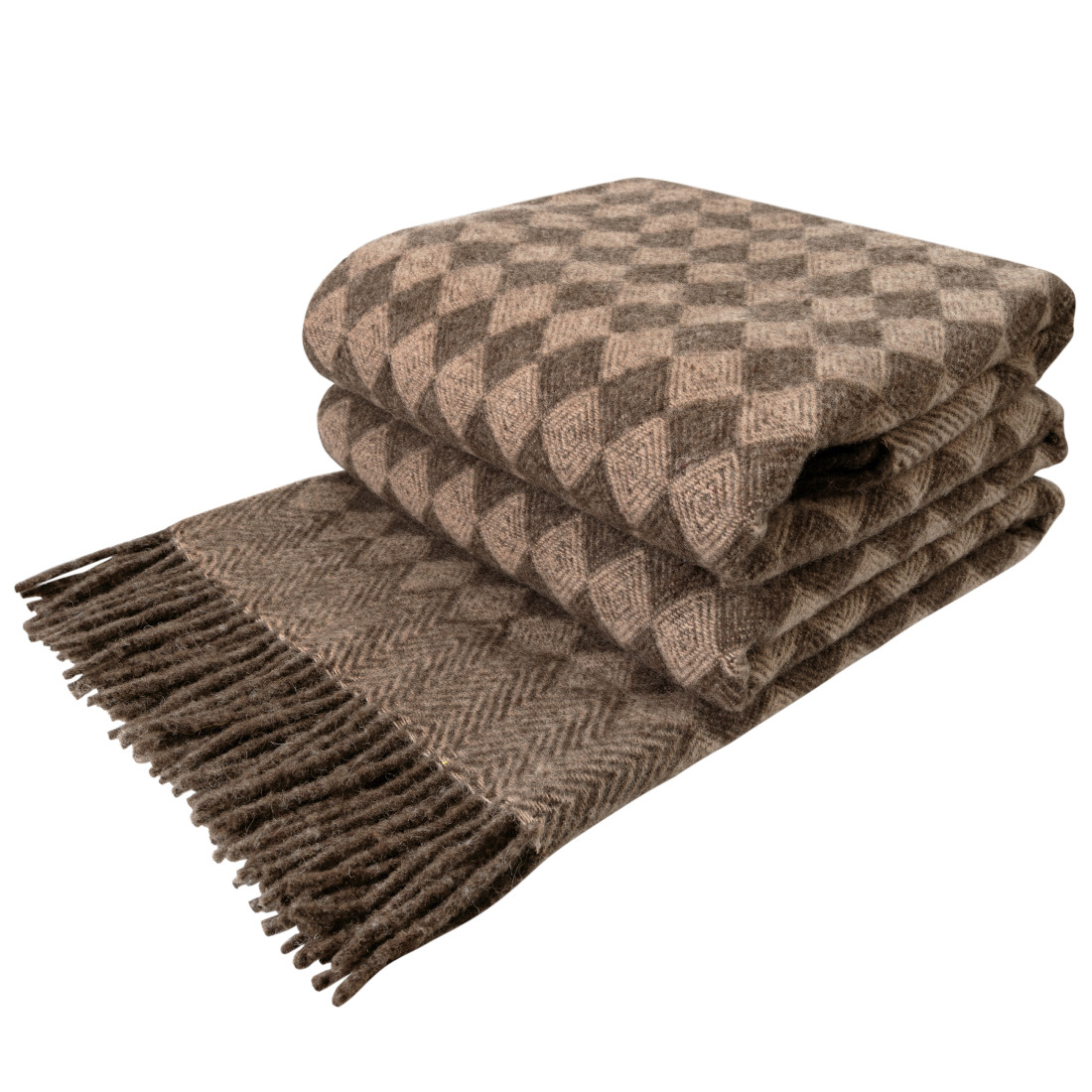 Plaid van zuivere scheerwol met ruitenpatroon