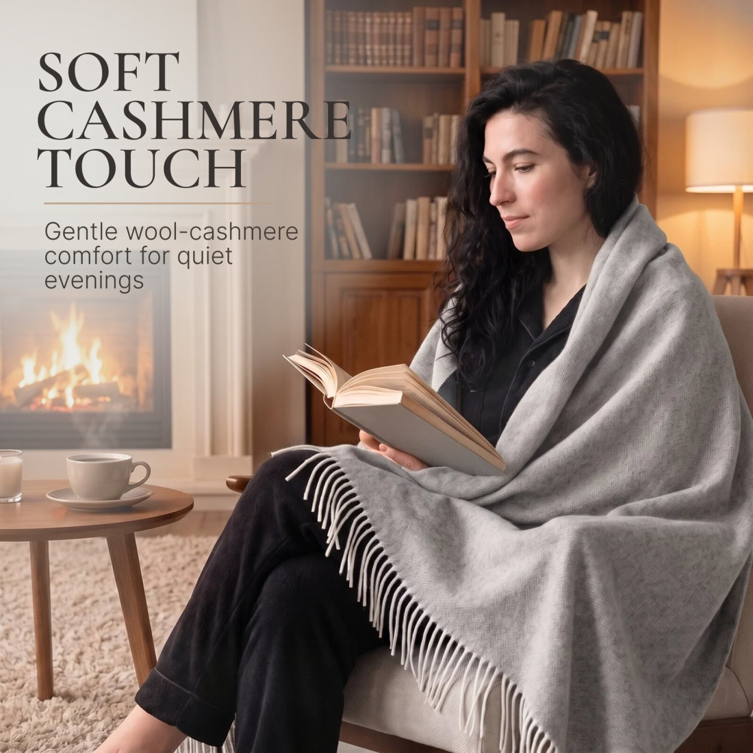 Kasjmier-merino plaid (10% kasjmier) met visgraatpatroon · 3