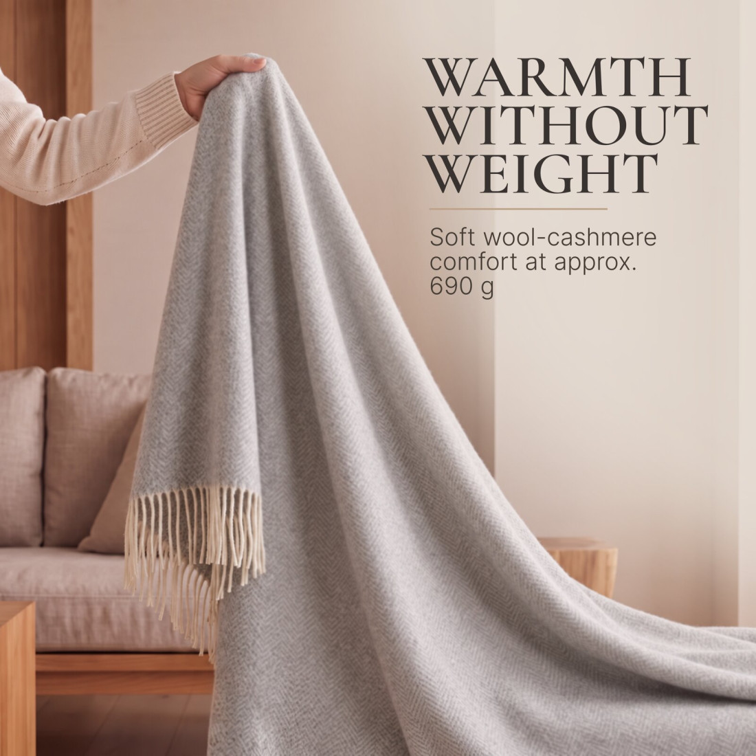 Kasjmier-merino plaid (10% kasjmier) met visgraatpatroon · 4