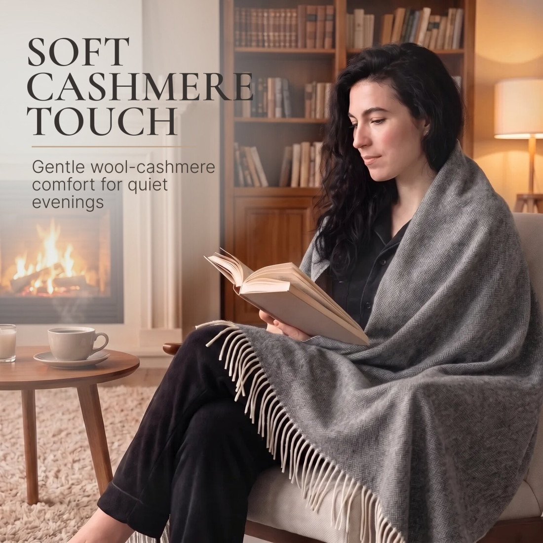 Kasjmier-merino plaid (10% kasjmier) met visgraatpatroon · 3