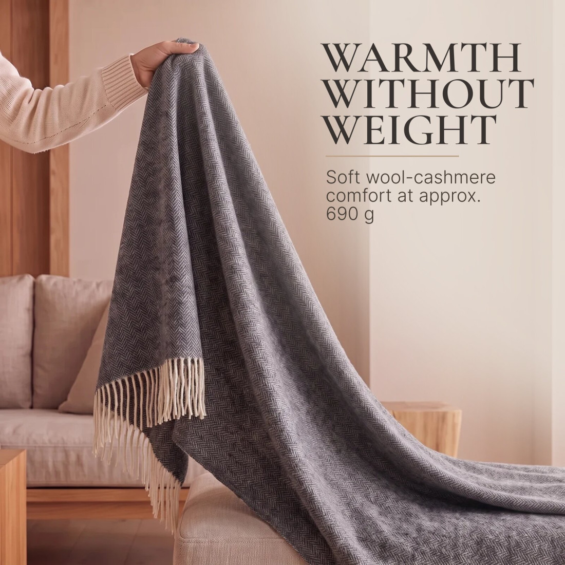Kasjmier-merino plaid (10% kasjmier) met visgraatpatroon · 4