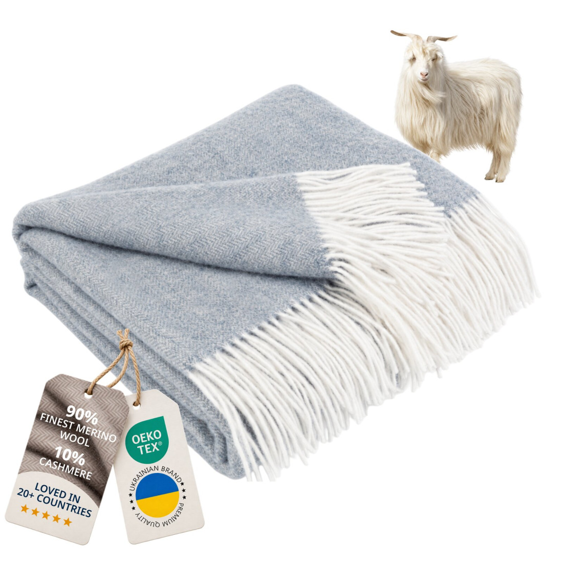 Kasjmier-merino plaid (10% kasjmier) met visgraatpatroon