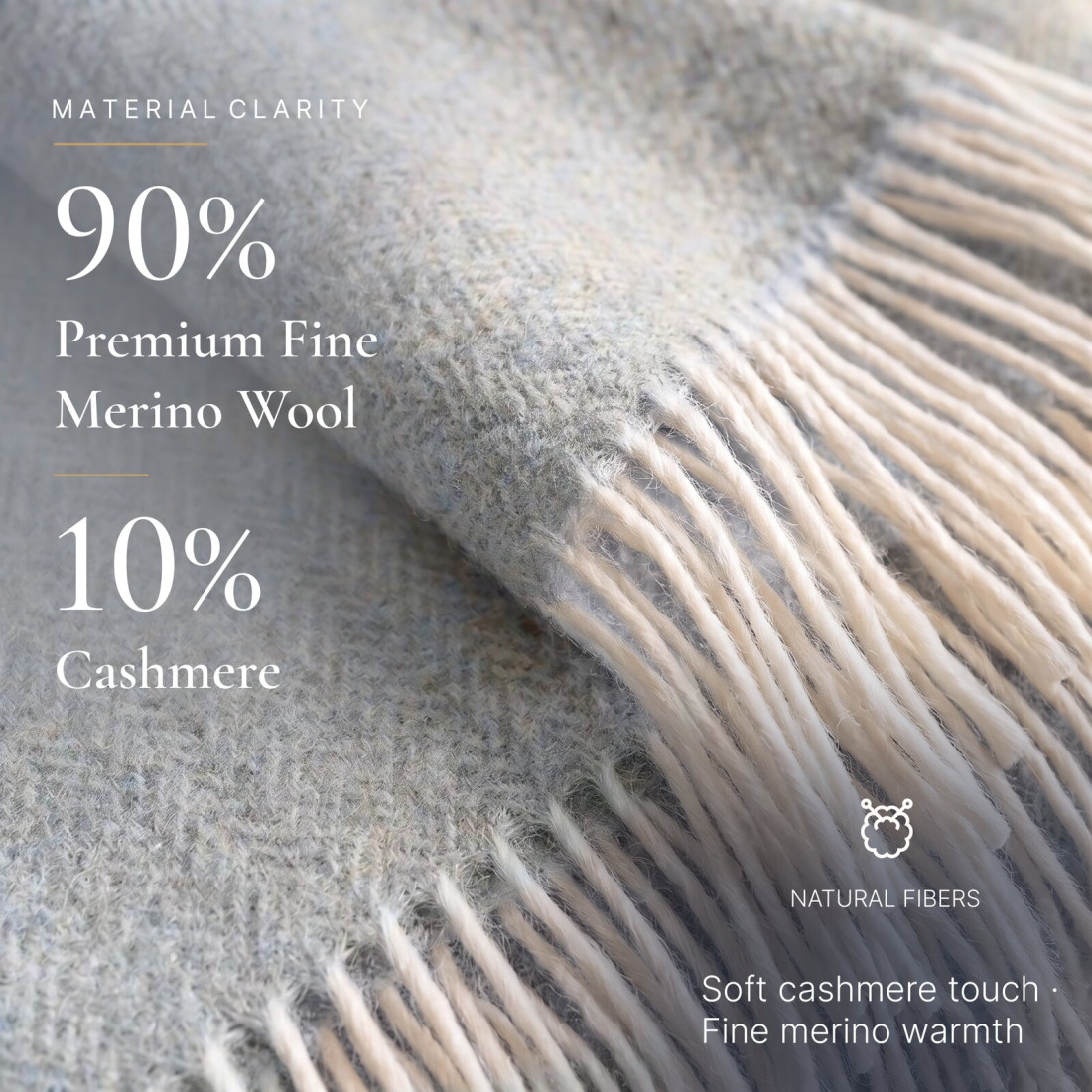 Kasjmier-merino plaid (10% kasjmier) met visgraatpatroon · 2