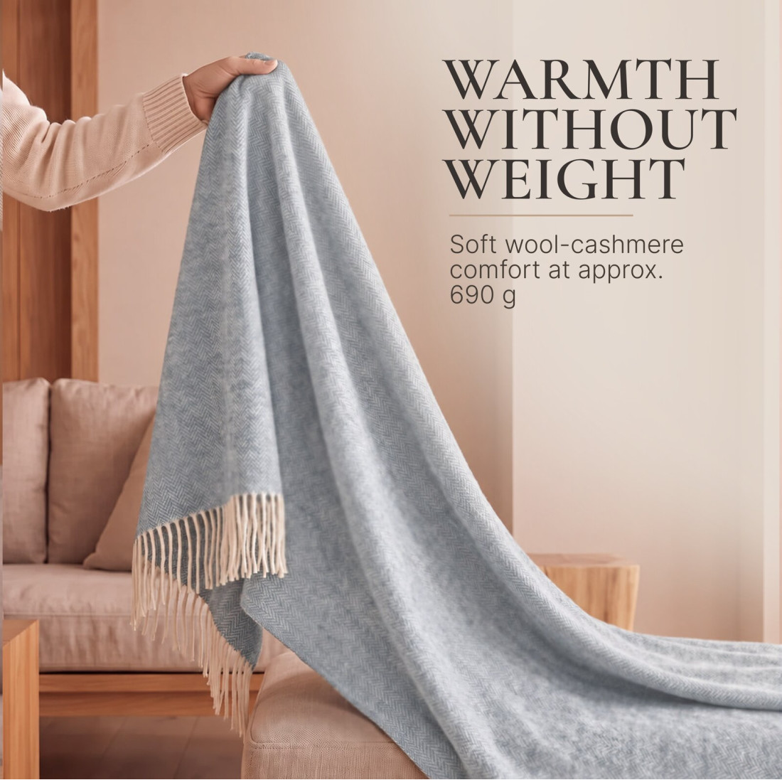 Kasjmier-merino plaid (10% kasjmier) met visgraatpatroon · 4