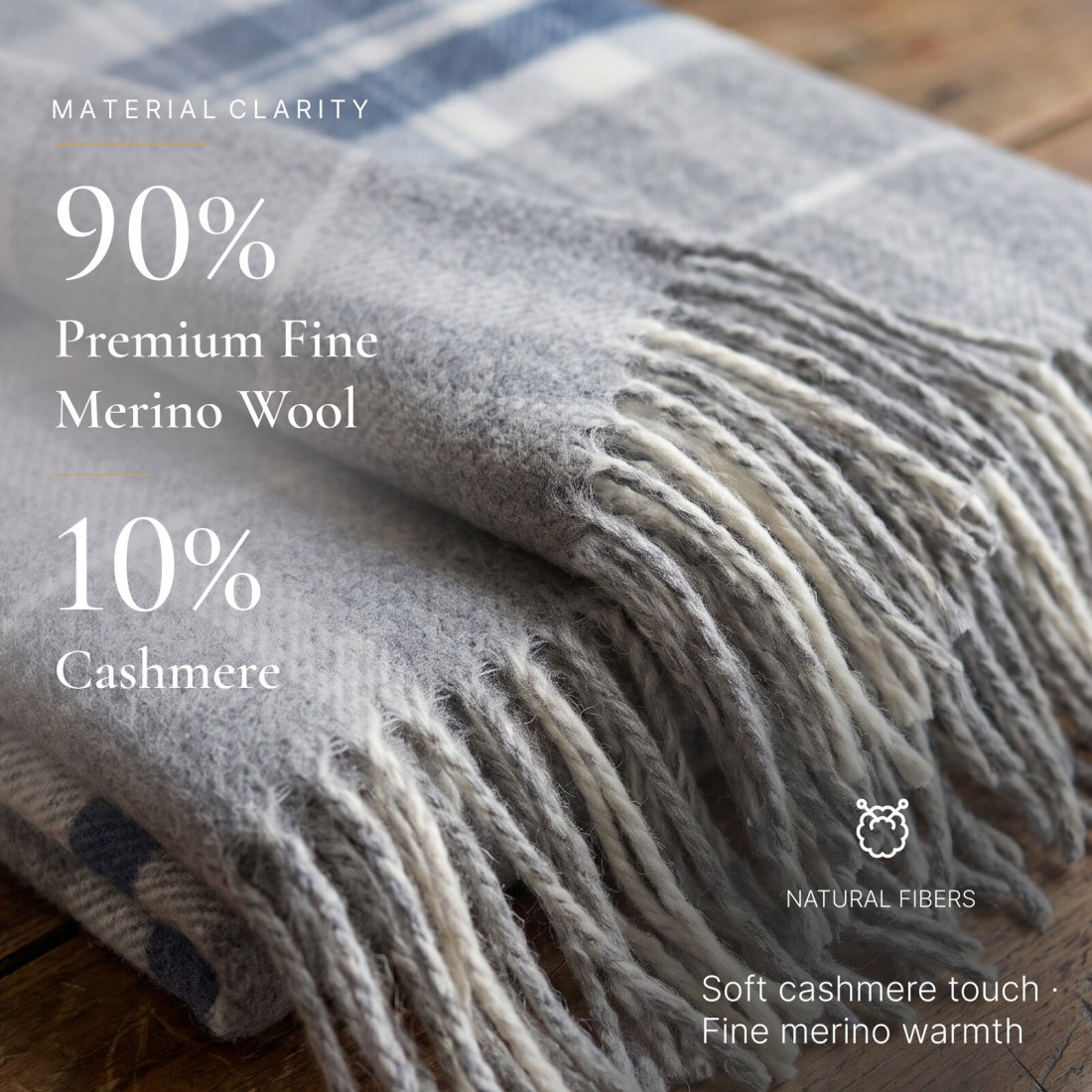 Kasjmier-merino plaid (10% kasjmier) met tartanpatroon · 2