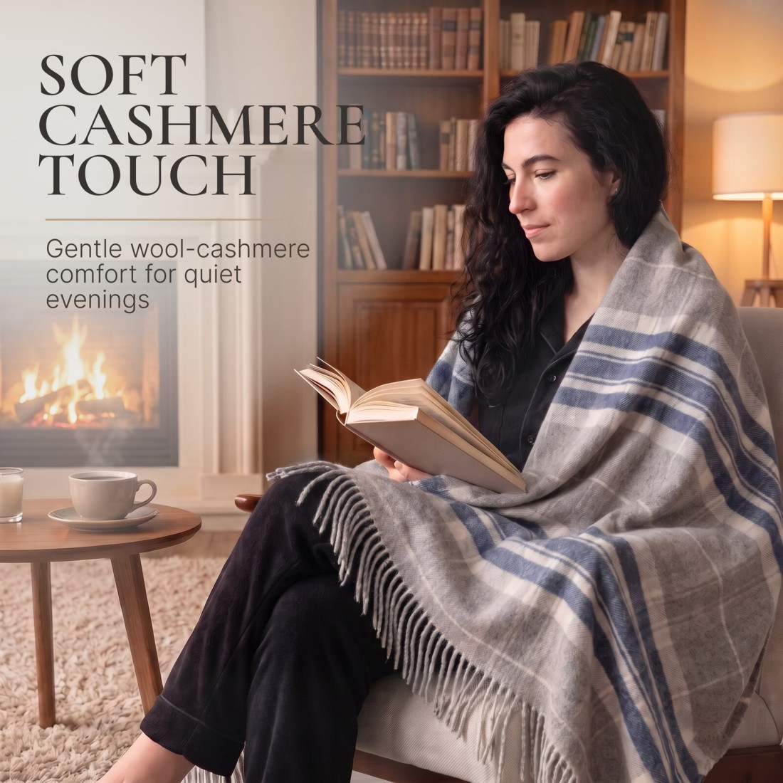 Kasjmier-merino plaid (10% kasjmier) met tartanpatroon · 3