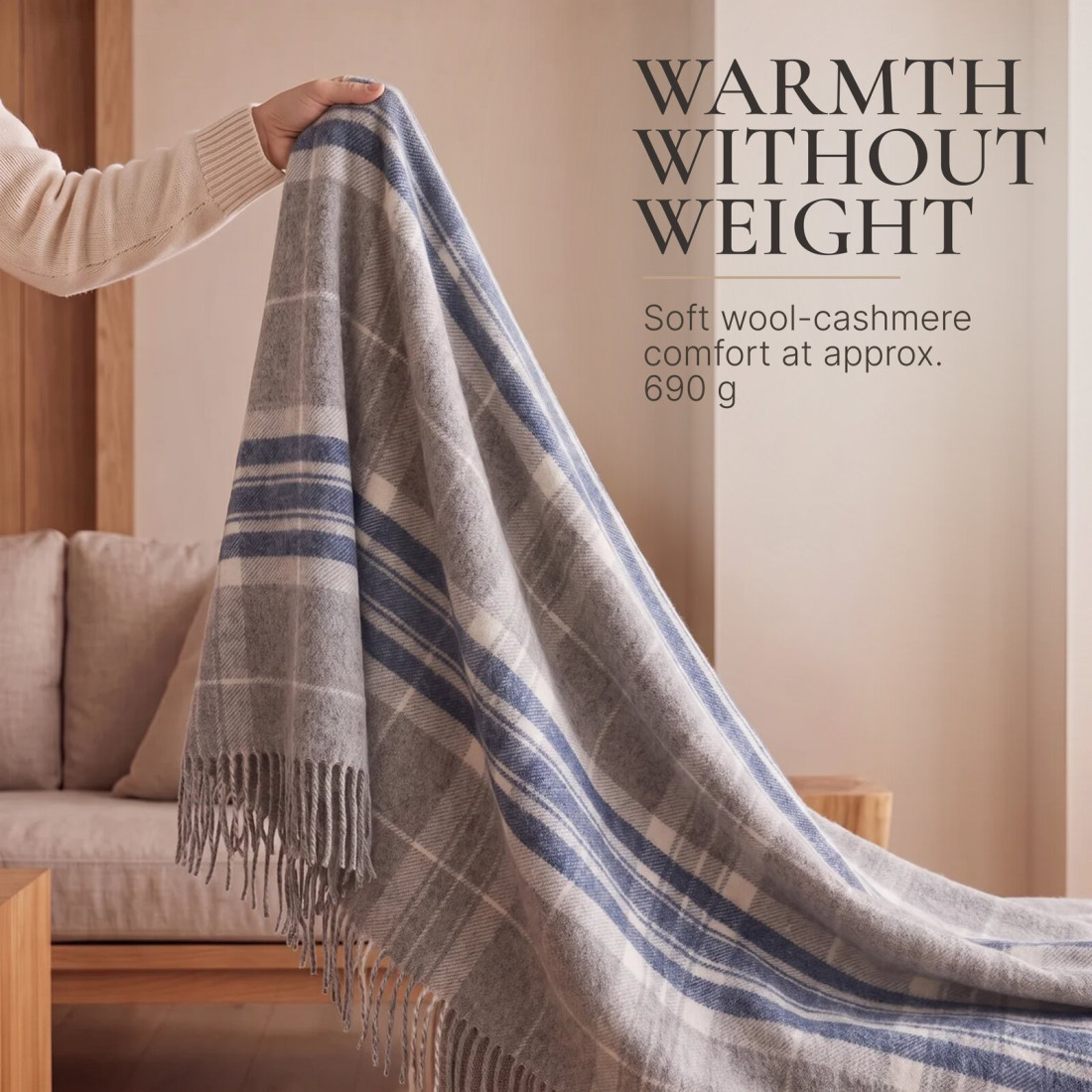 Kasjmier-merino plaid (10% kasjmier) met tartanpatroon · 4