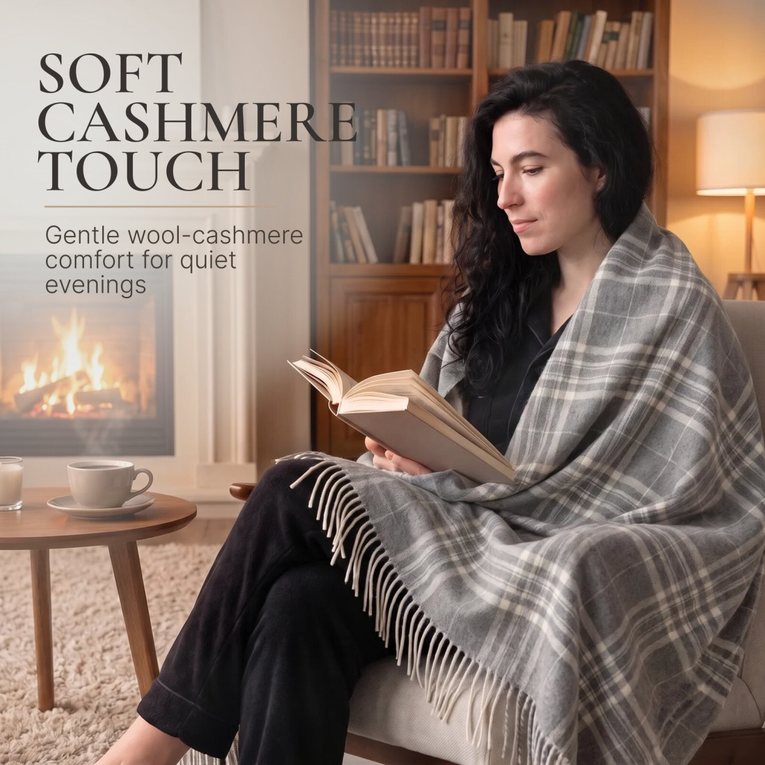 Kasjmier-merino plaid (10% kasjmier) met tartanpatroon · 3