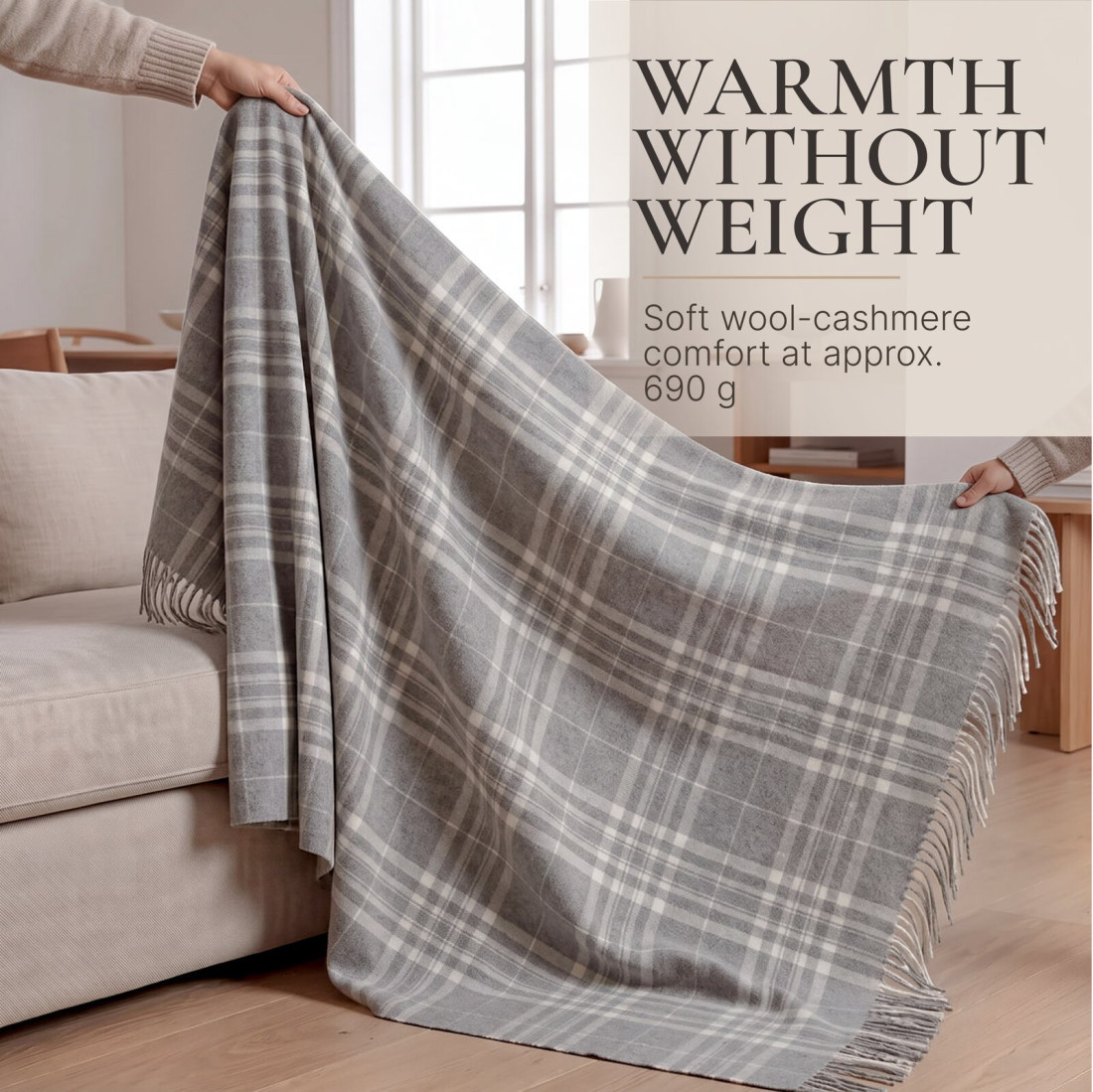 Kasjmier-merino plaid (10% kasjmier) met tartanpatroon · 4