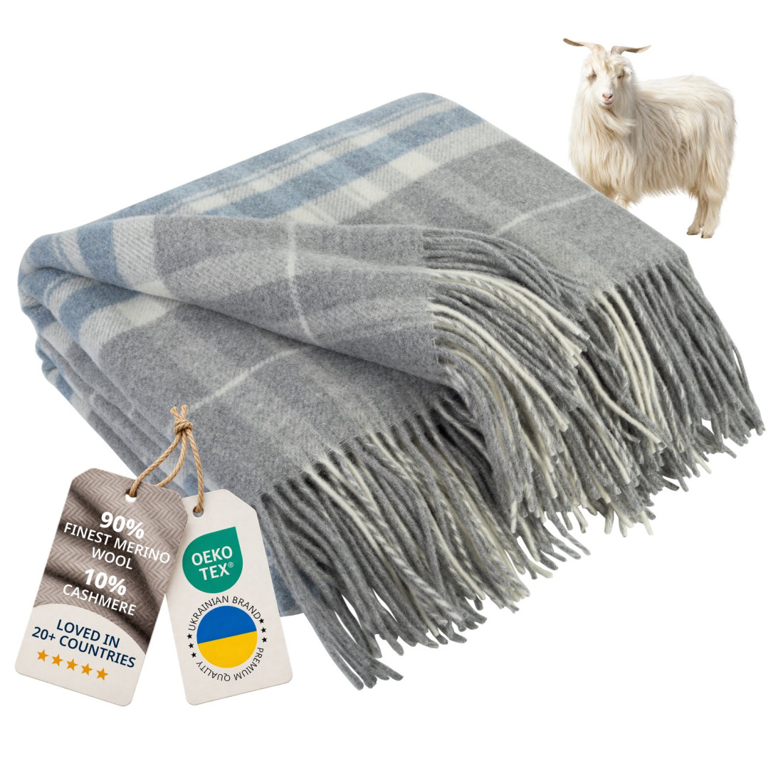 Kasjmier-merino plaid (10% kasjmier) met tartanpatroon