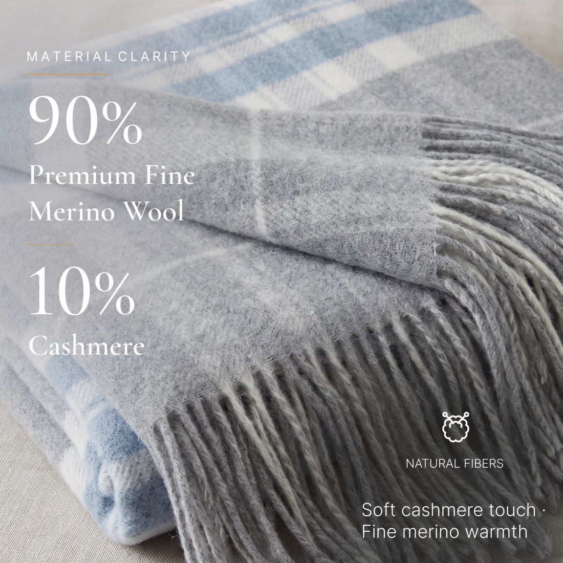 Kasjmier-merino plaid (10% kasjmier) met tartanpatroon · 2