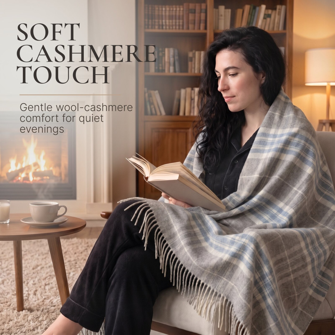 Kasjmier-merino plaid (10% kasjmier) met tartanpatroon · 3