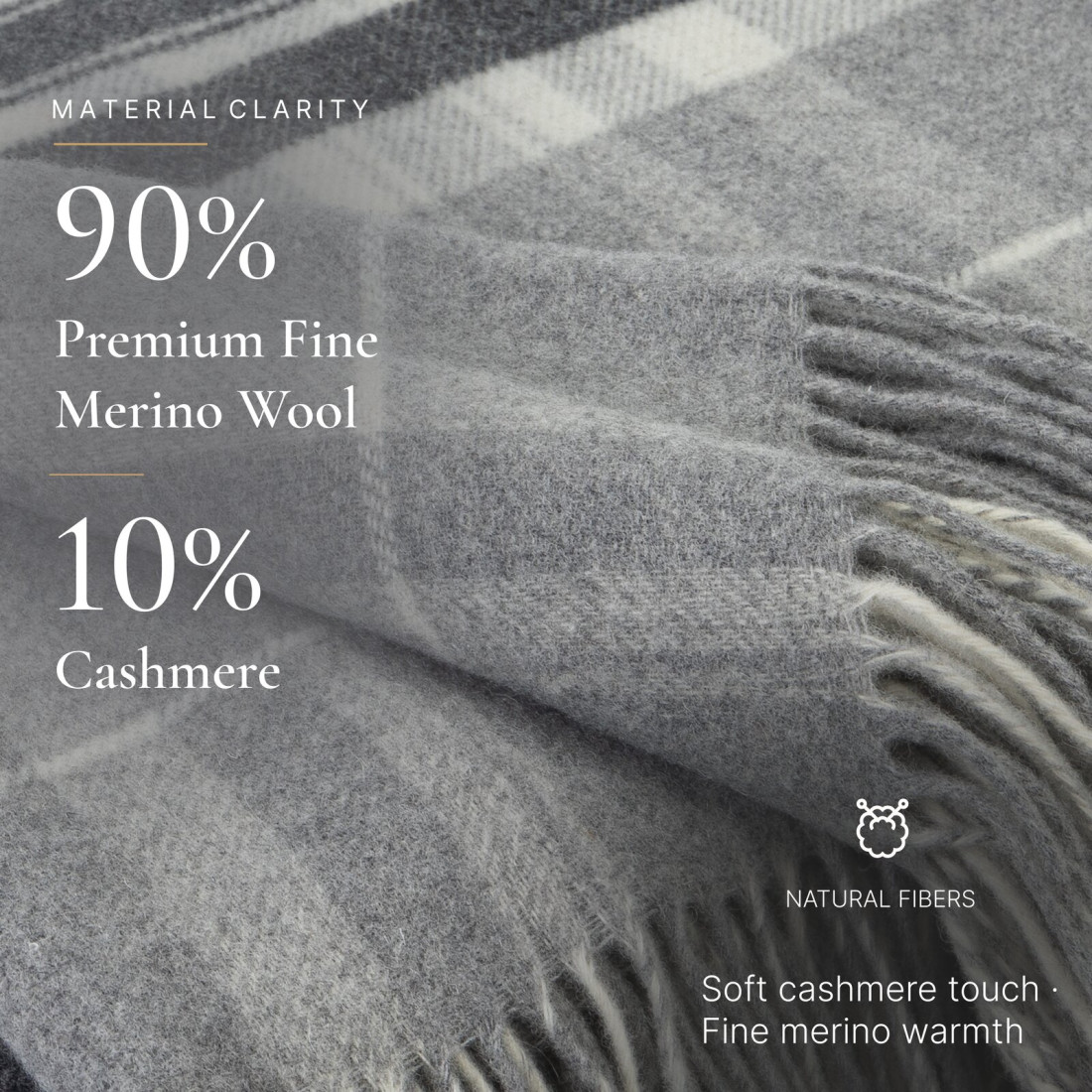 Kasjmier-merino plaid (10% kasjmier) met tartanpatroon · 2