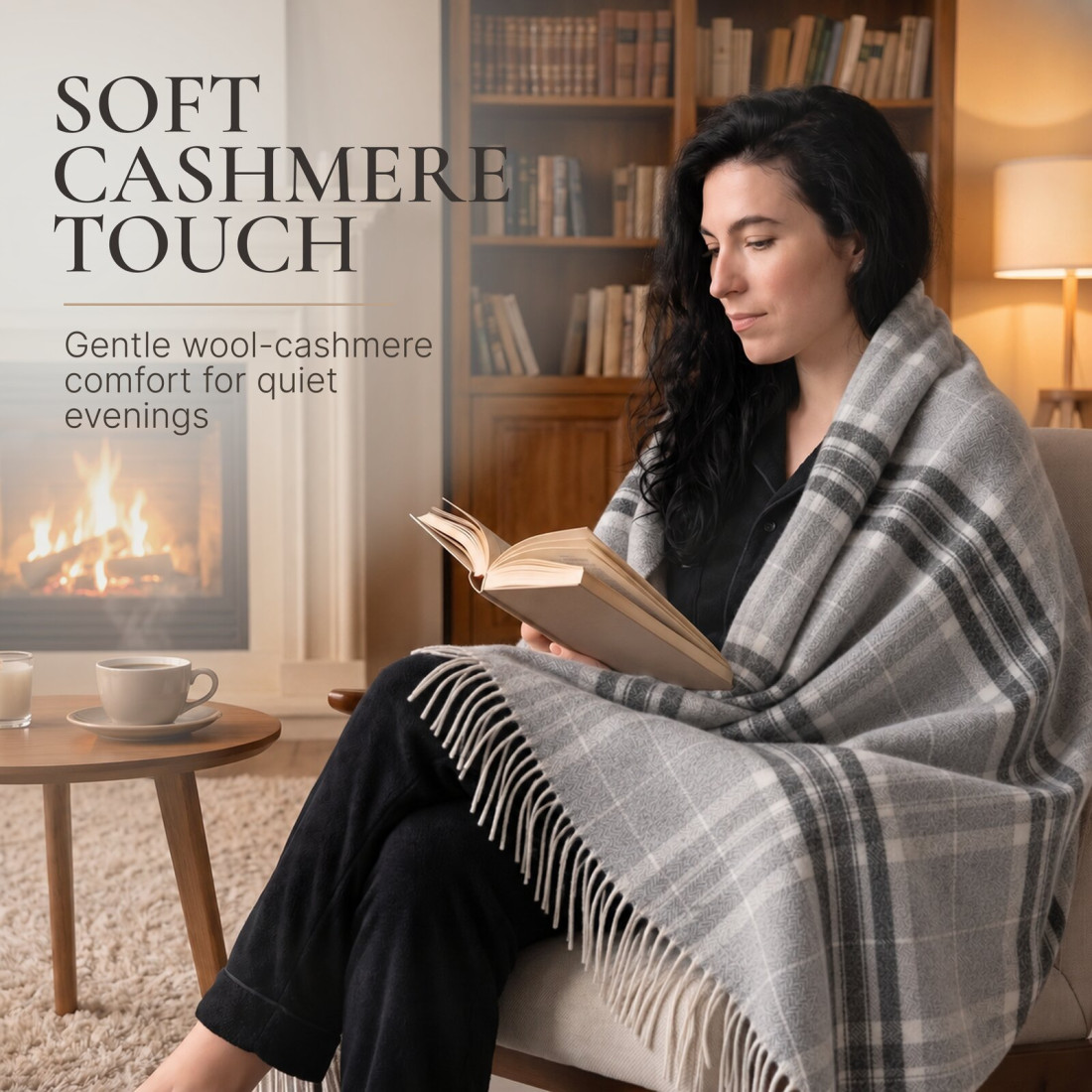 Kasjmier-merino plaid (10% kasjmier) met tartanpatroon · 3