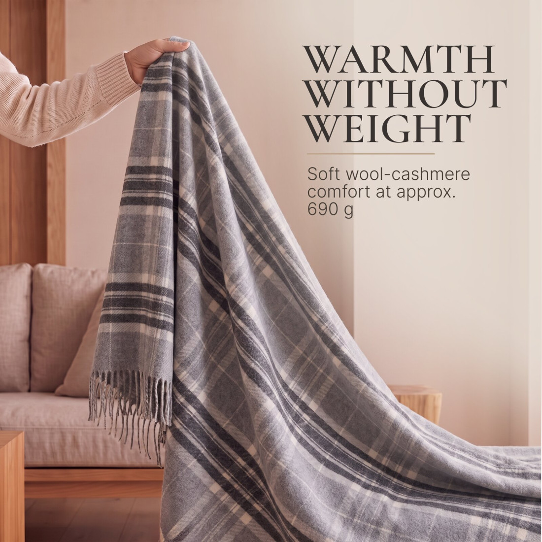 Kasjmier-merino plaid (10% kasjmier) met tartanpatroon · 4