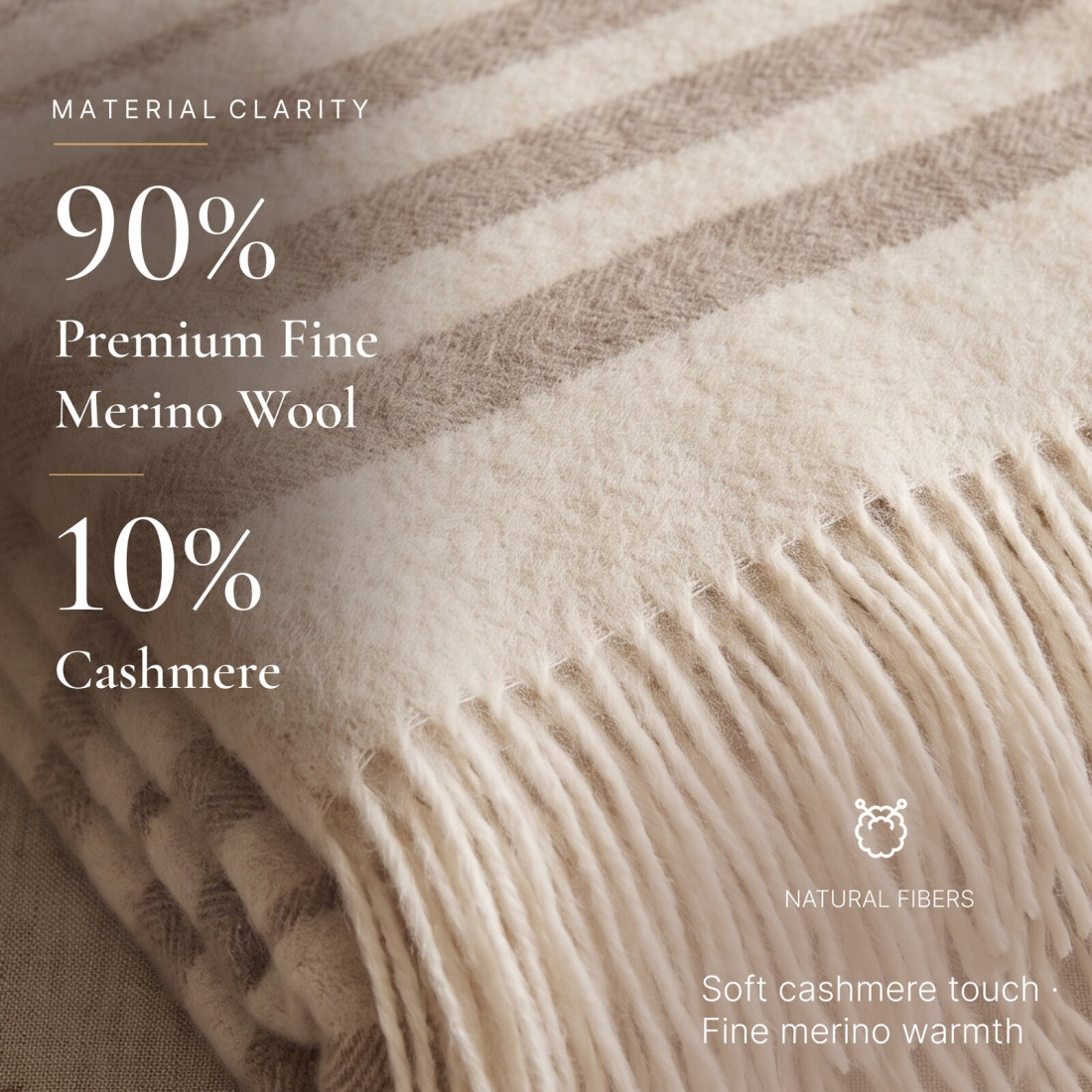 Kasjmier-merino plaid (10% kasjmier) met strepen · 2