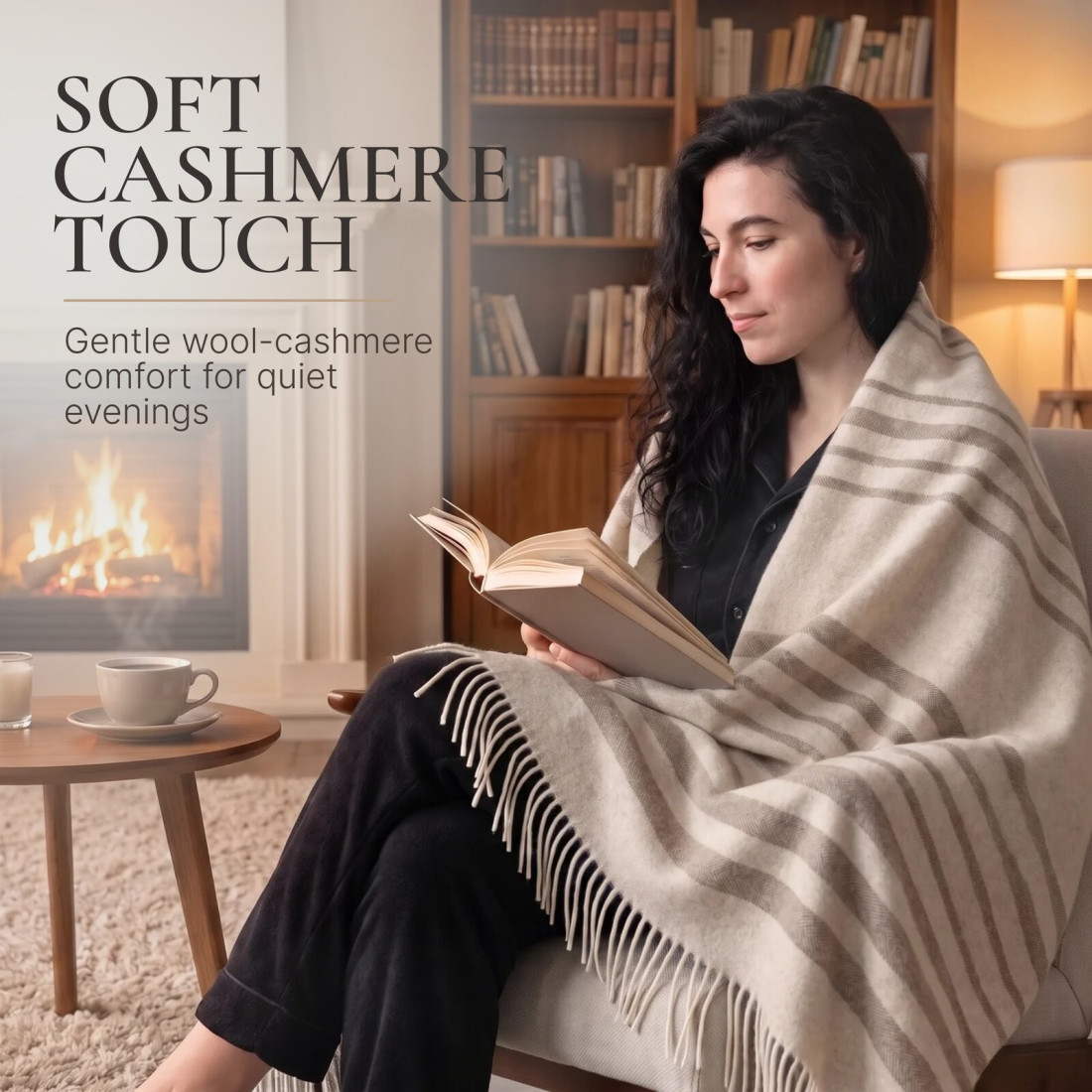 Kasjmier-merino plaid (10% kasjmier) met strepen · 3