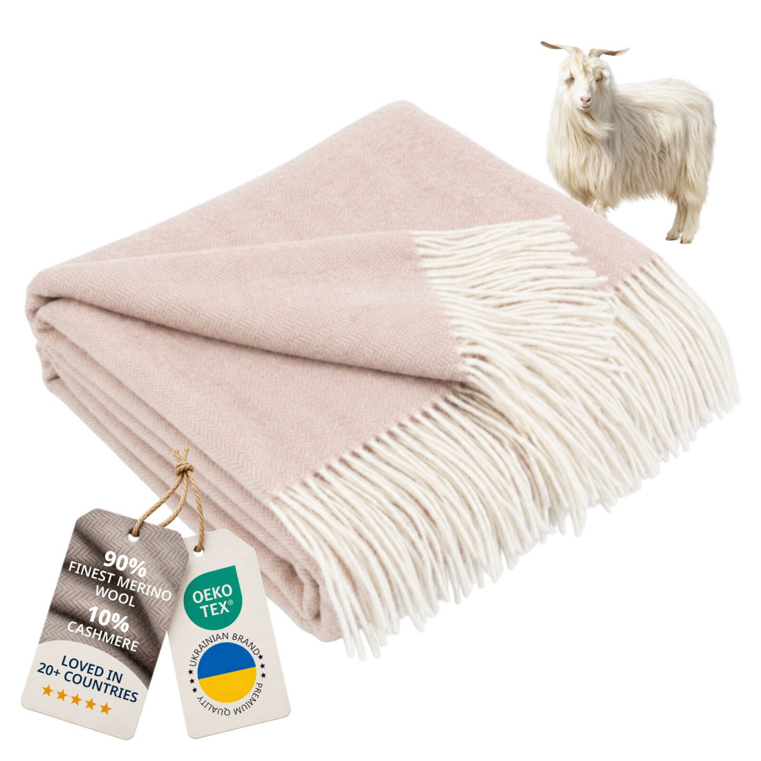 Kasjmier-merino plaid (10% kasjmier) met visgraatpatroon
