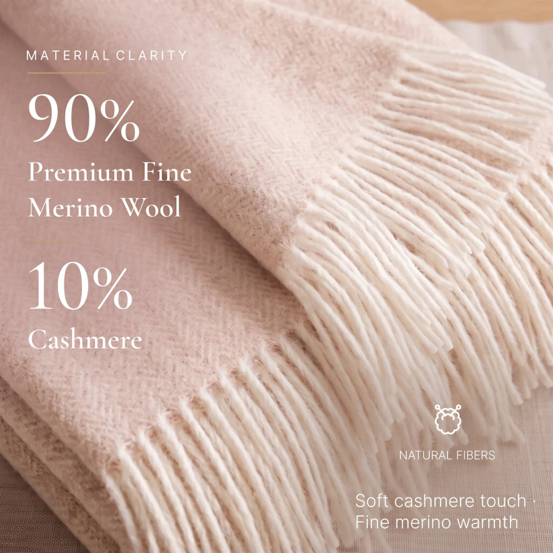 Kasjmier-merino plaid (10% kasjmier) met visgraatpatroon · 2