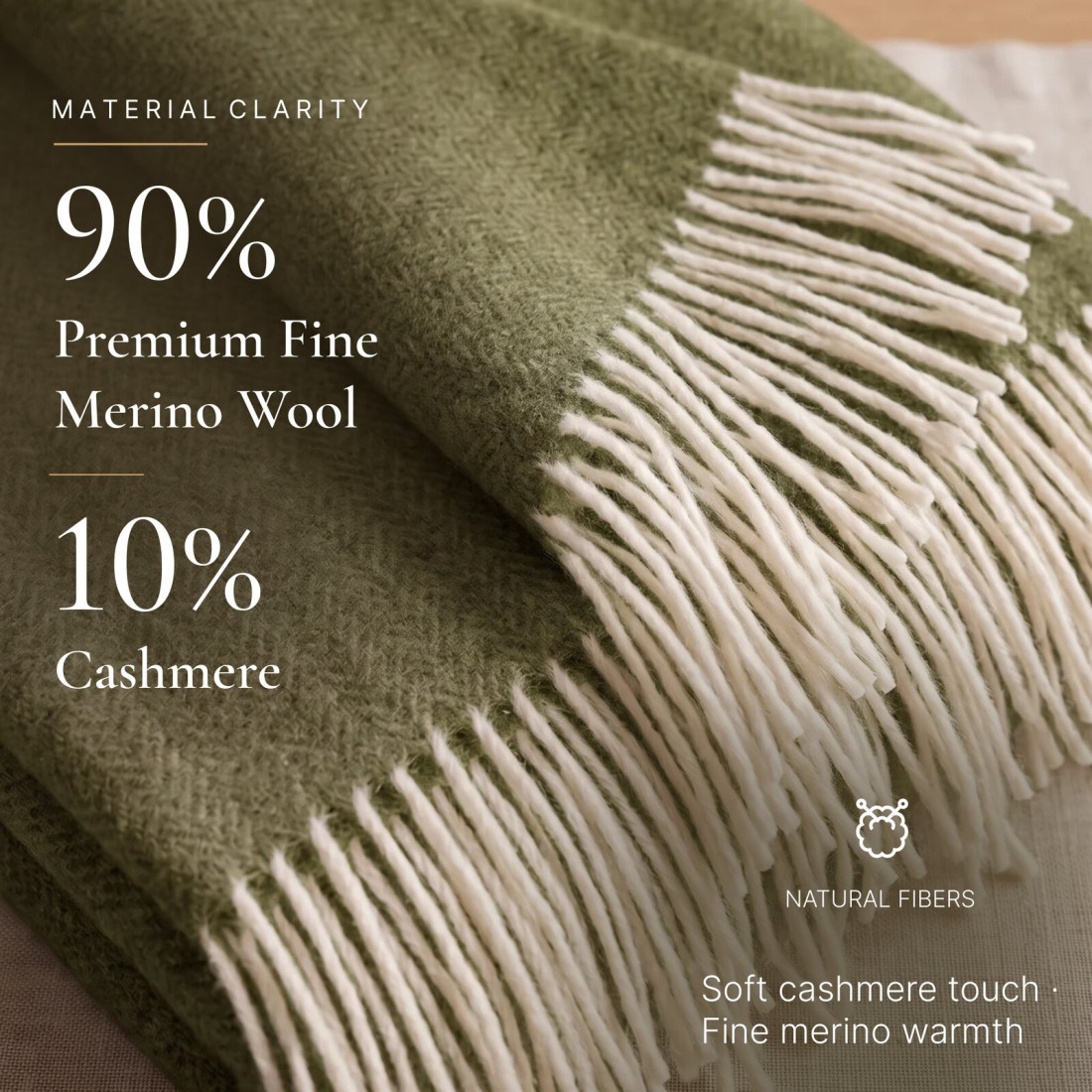 Kasjmier-merino plaid (10% kasjmier) met visgraatpatroon · 2