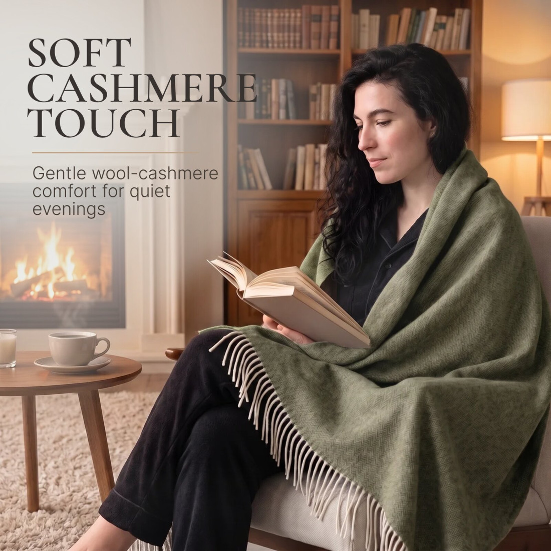Kasjmier-merino plaid (10% kasjmier) met visgraatpatroon · 3