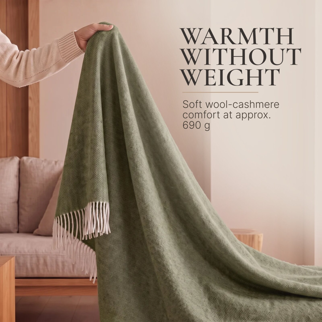 Kasjmier-merino plaid (10% kasjmier) met visgraatpatroon · 4