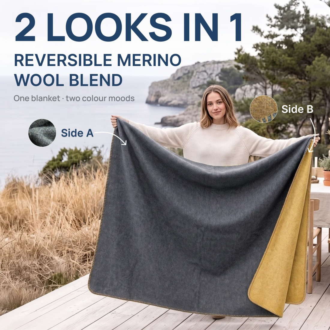 Plaid van 80% merinowol · 2