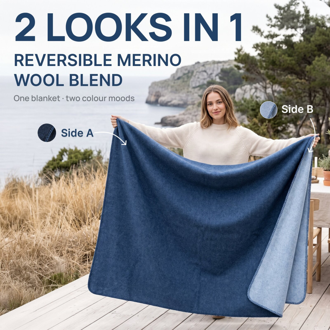 Plaid van 80% merinowol · 2