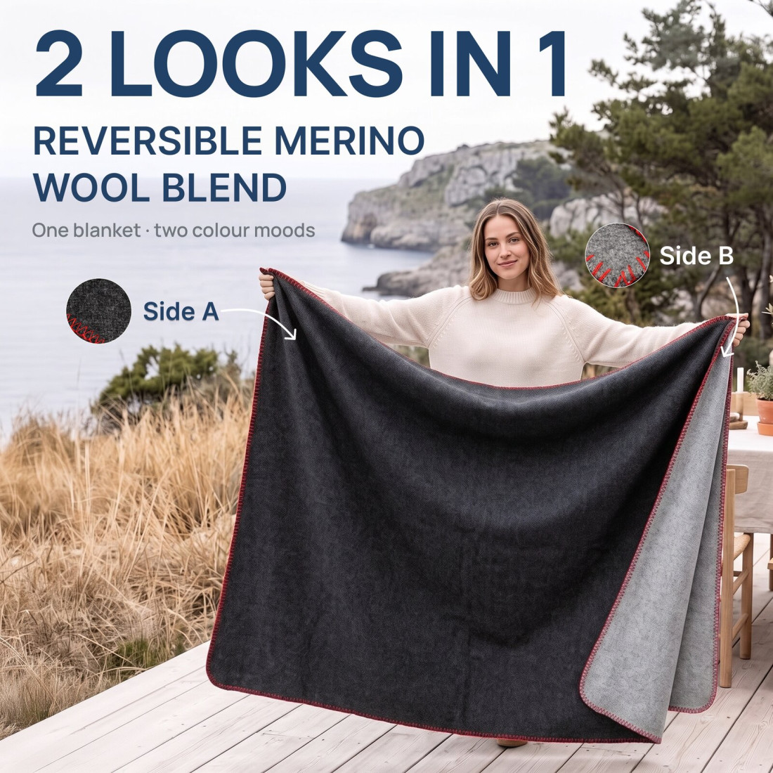 Plaid van 80% merinowol · 2