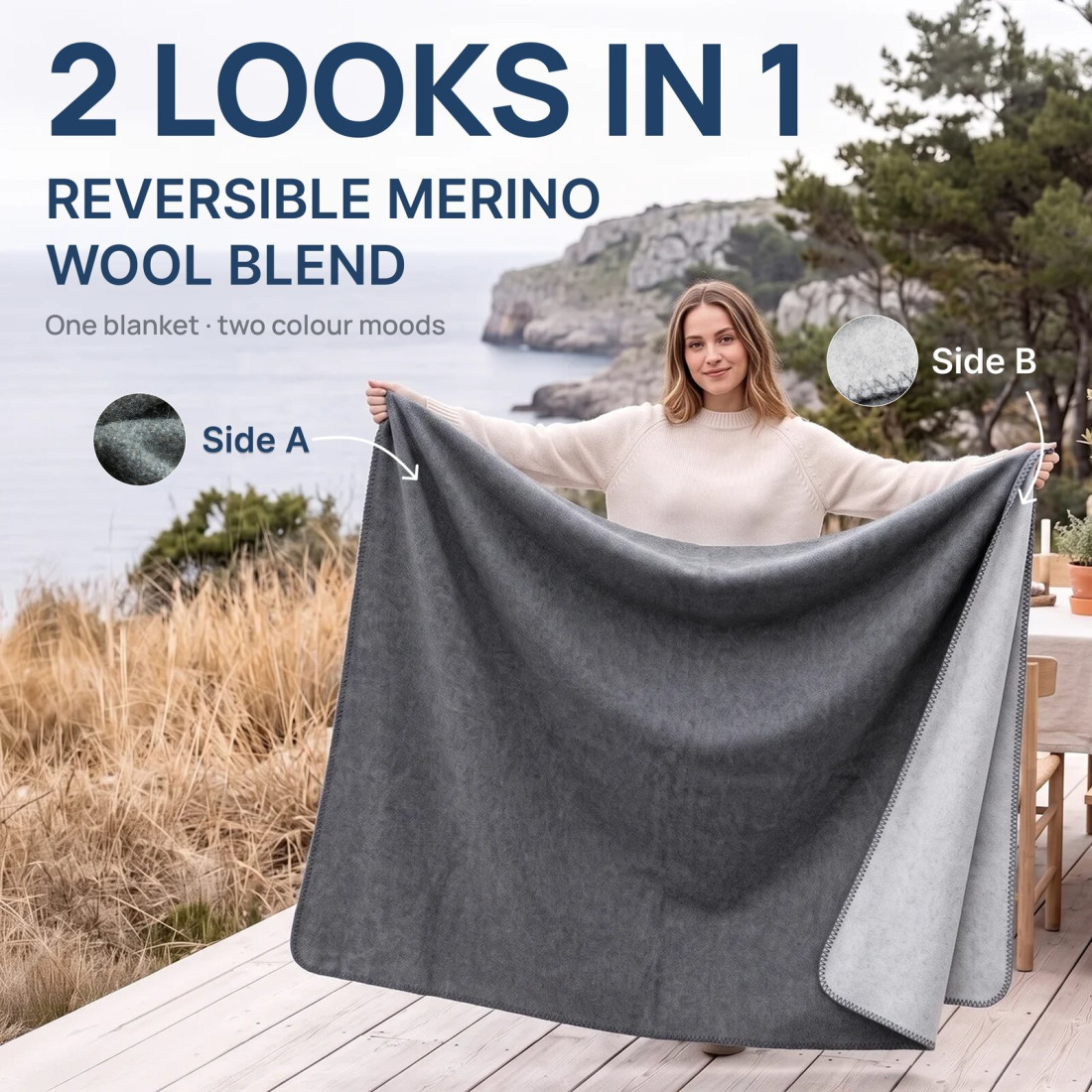 Plaid van 80% merinowol · 2