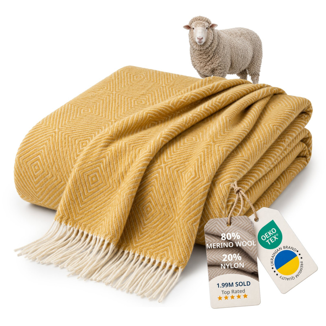 Merino plaid met ruitenpatroon