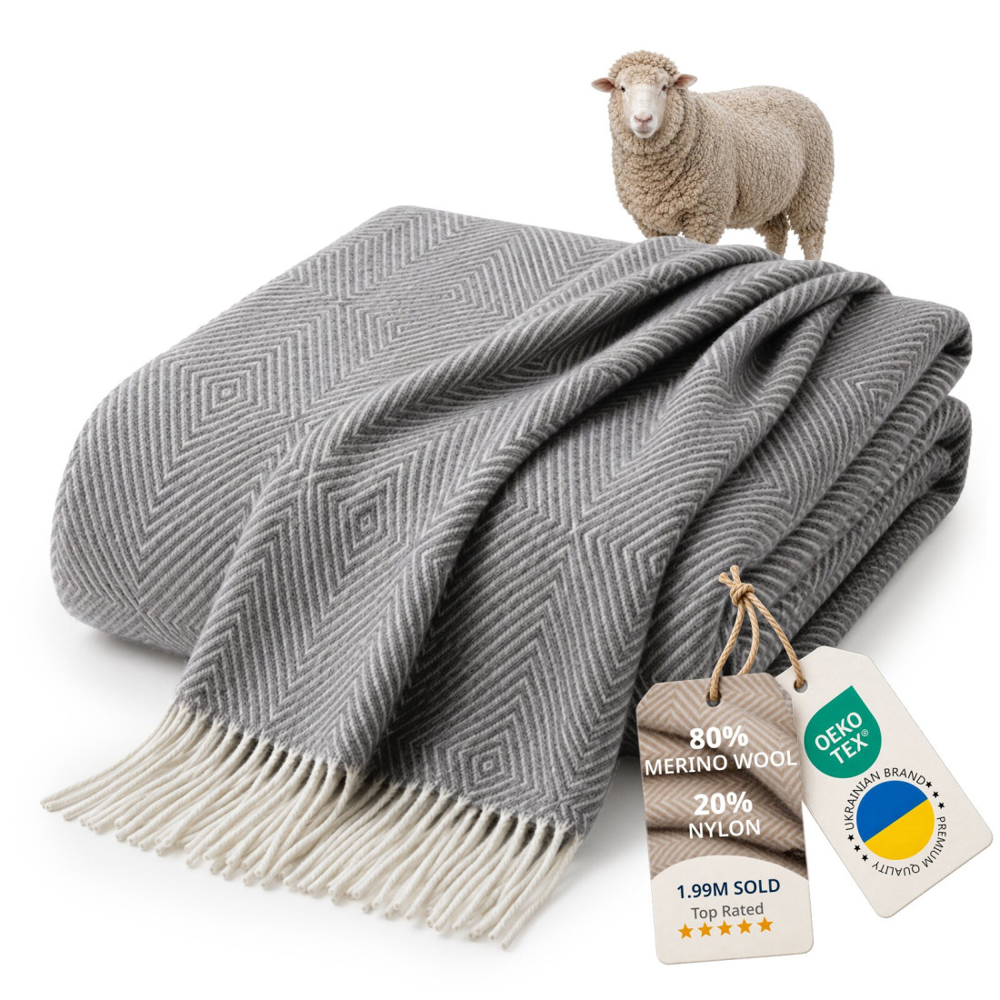 Merino plaid met ruitenpatroon