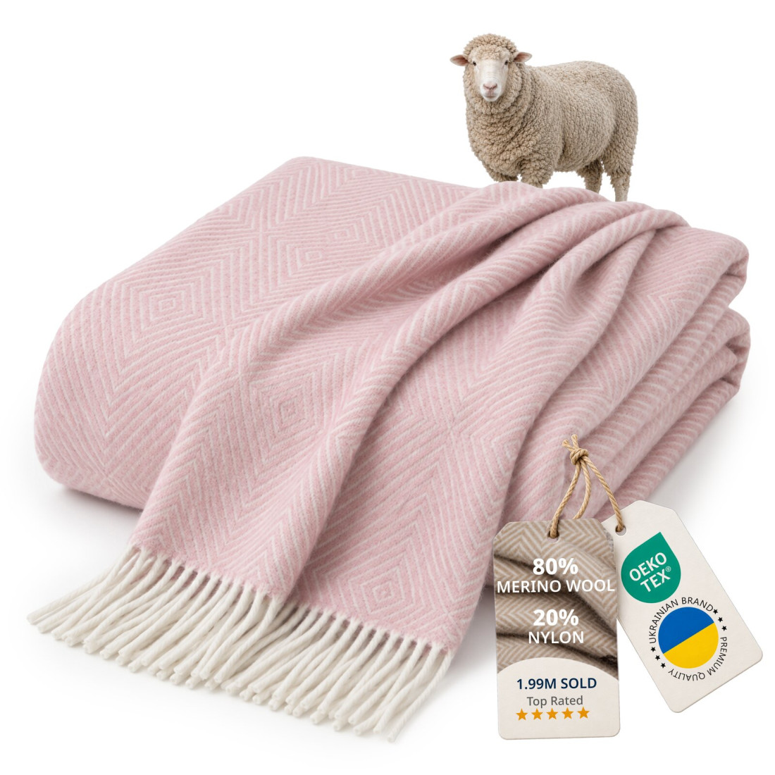 Merino plaid met ruitenpatroon