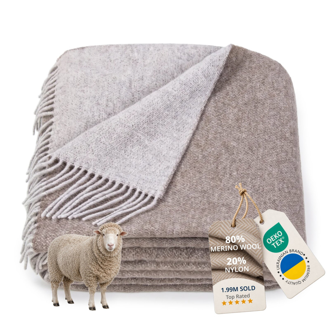 Dubbelzijdige merino plaid