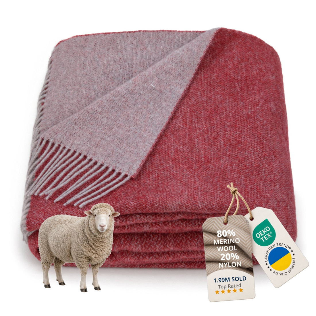 Dubbelzijdige merino plaid