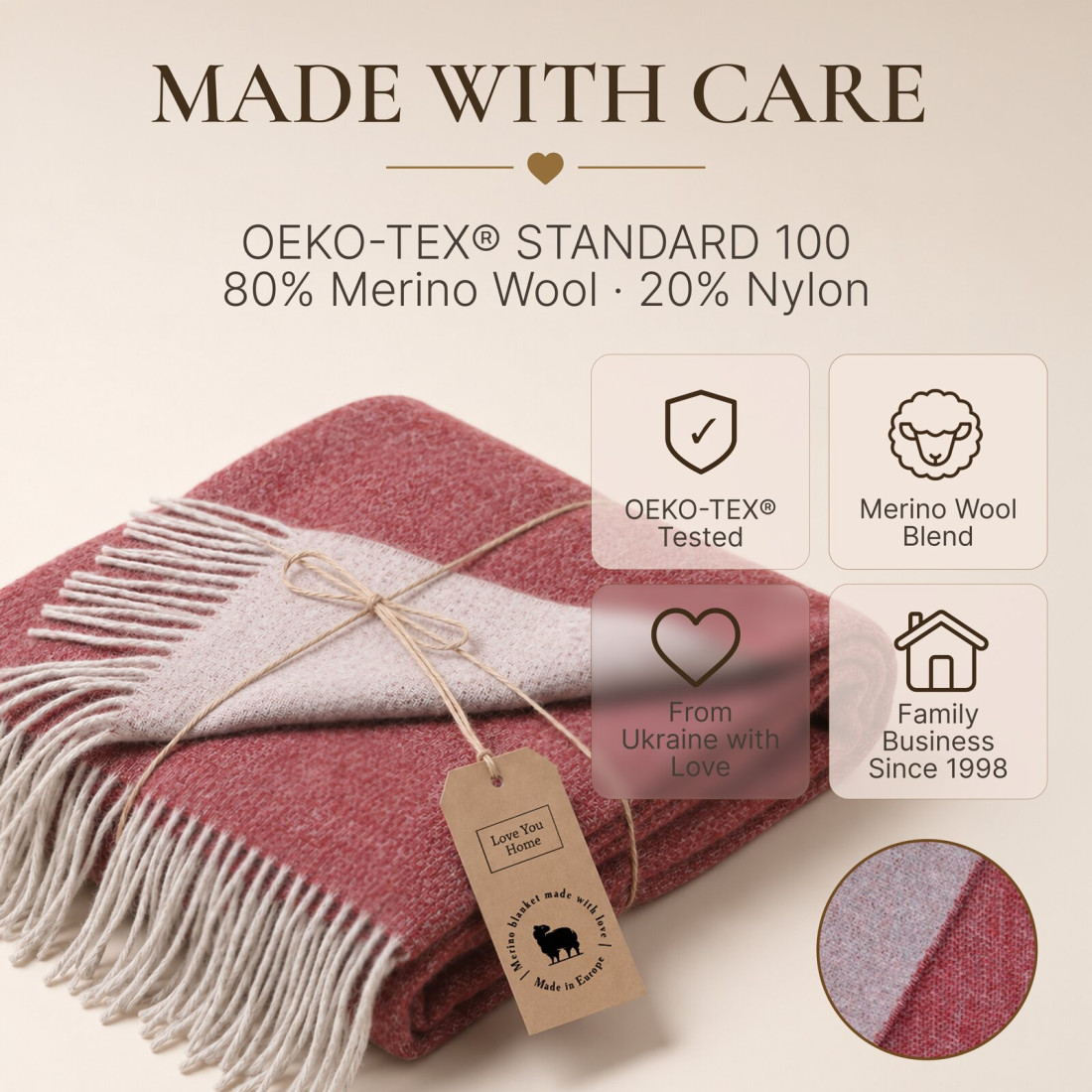 Dubbelzijdige merino plaid · 10