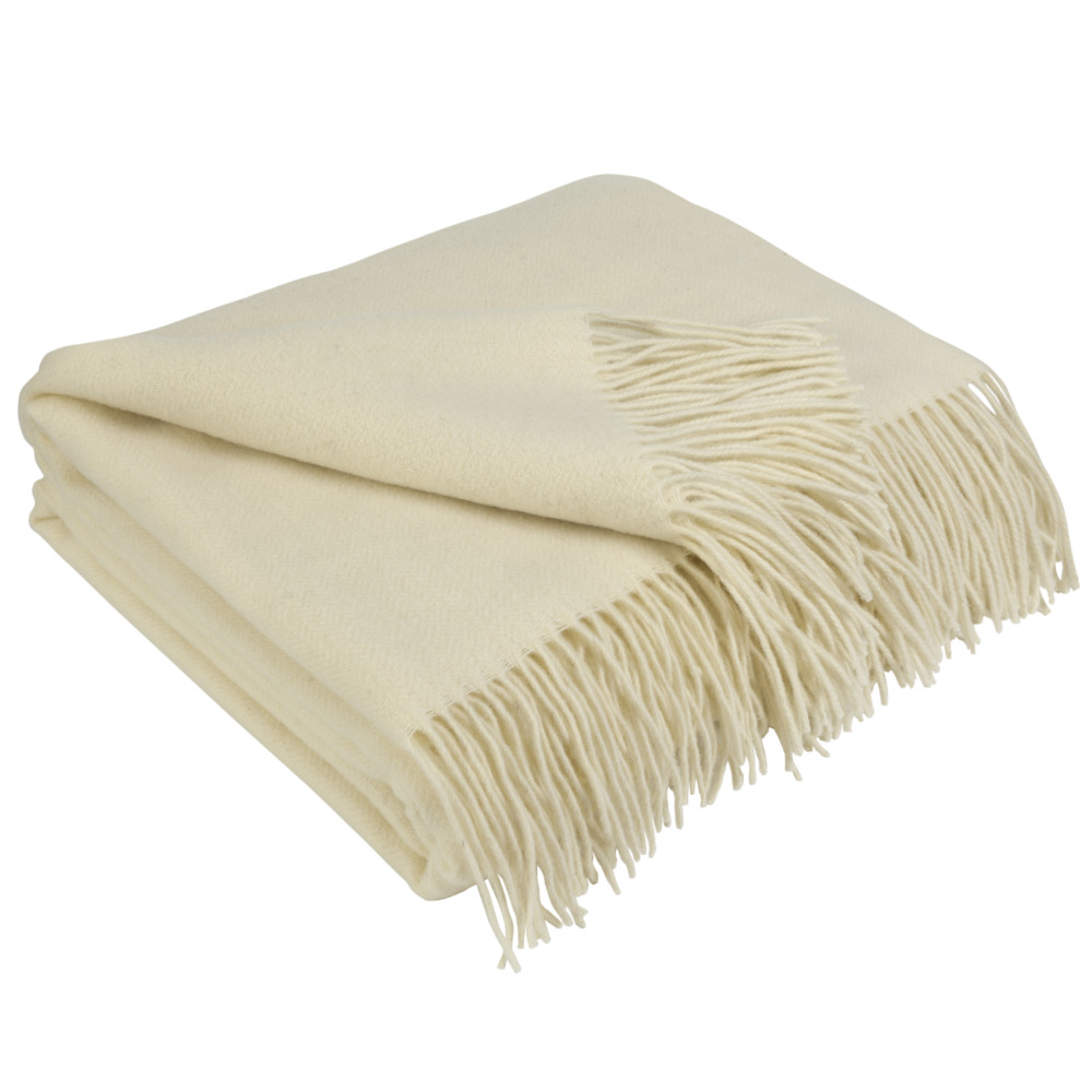 Kasjmier-merino plaid in crèmewit