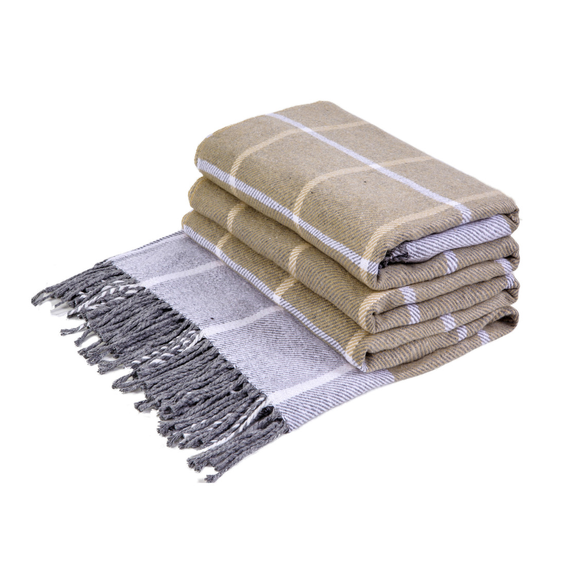 Katoenmix plaid met blokkenpatroon