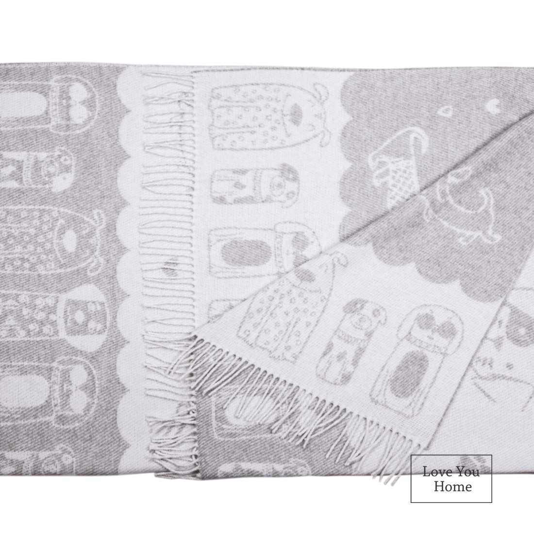 Katoenmix plaid met honden en puppy's · 2