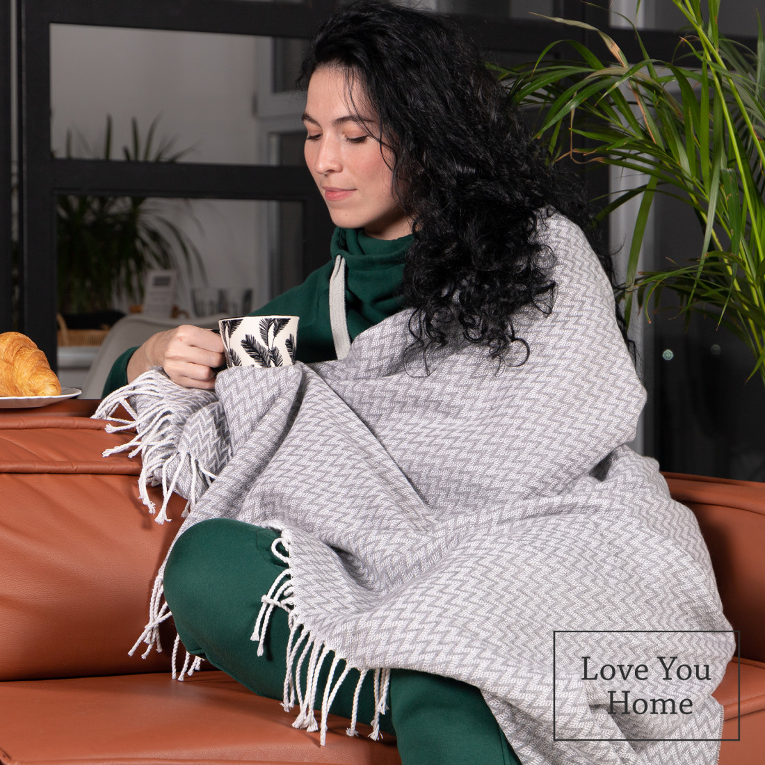 Katoenmix plaid met hoekchevron · 5