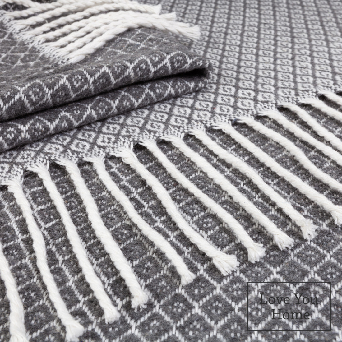 Katoenmix plaid met geometrisch patroon · 2