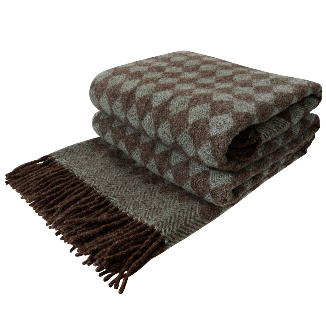 Plaid van zuivere scheerwol met ruitenpatroon