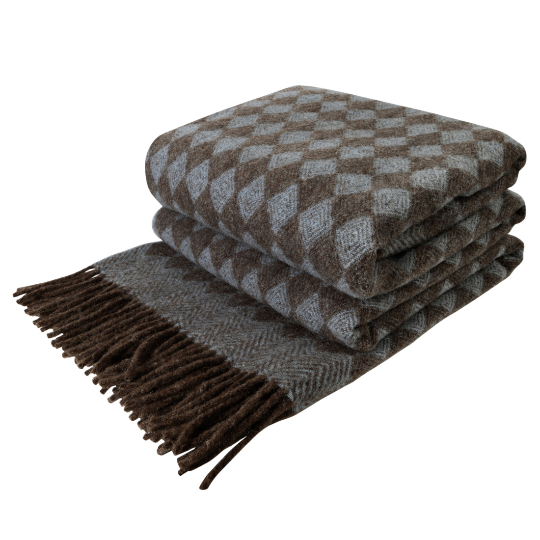 Plaid van zuivere scheerwol met ruitenpatroon