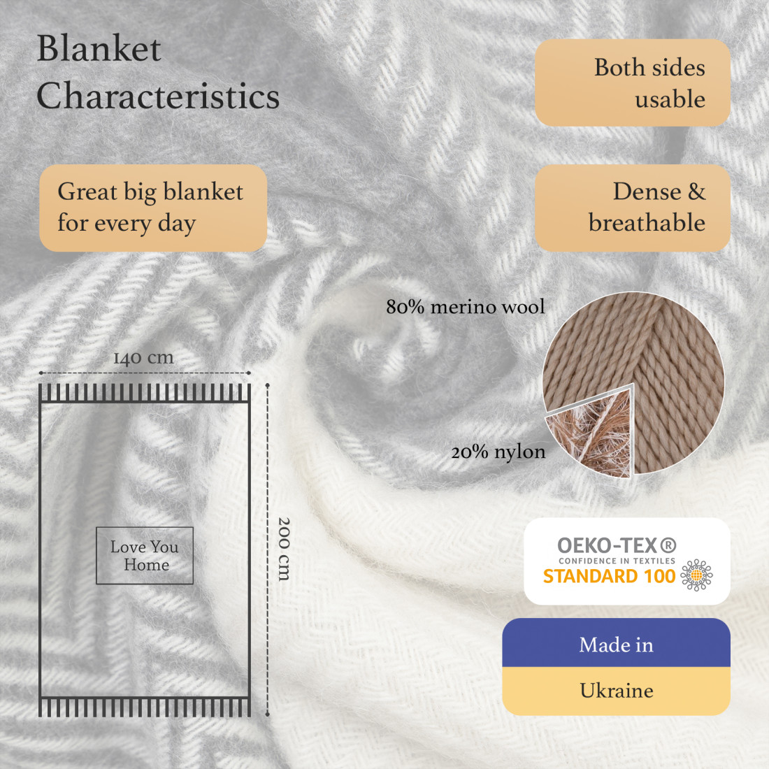 Merino plaid met blokken in kleurverloop · 2