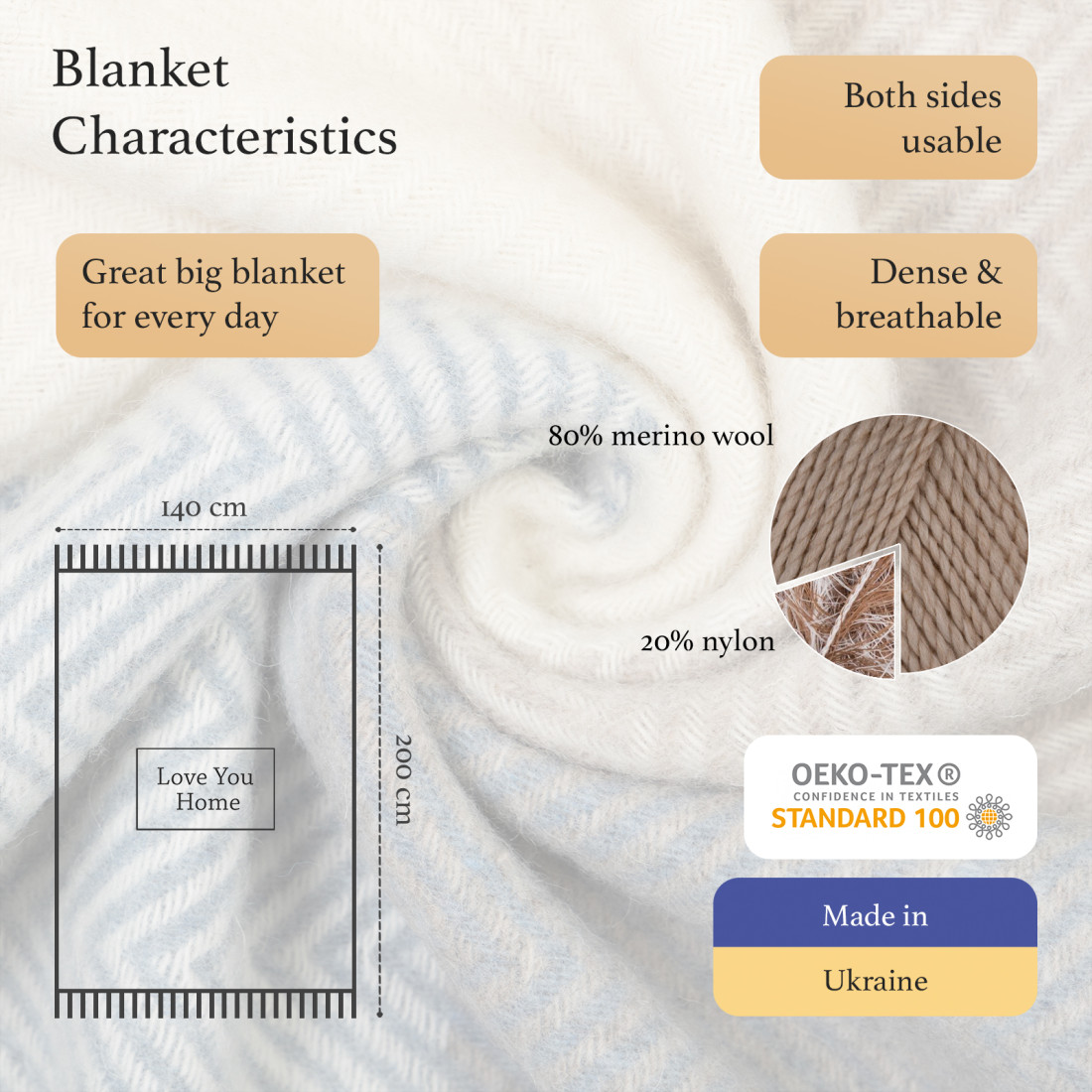 Merino plaid met blokken in kleurverloop · 2