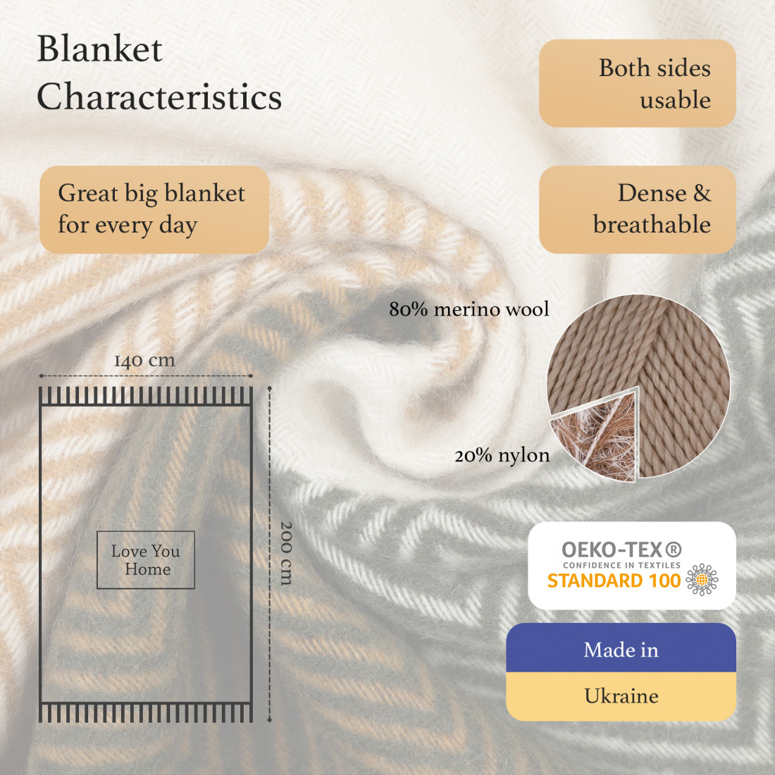 Merino plaid met blokken in kleurverloop · 2