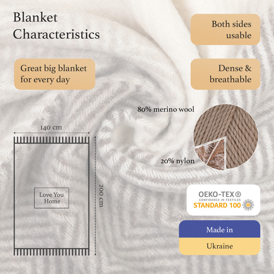 Merino plaid met blokken in kleurverloop · 2