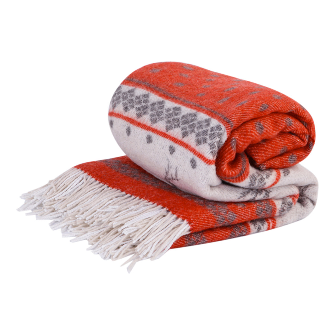 Merino plaid met kerstdesign en rendieren