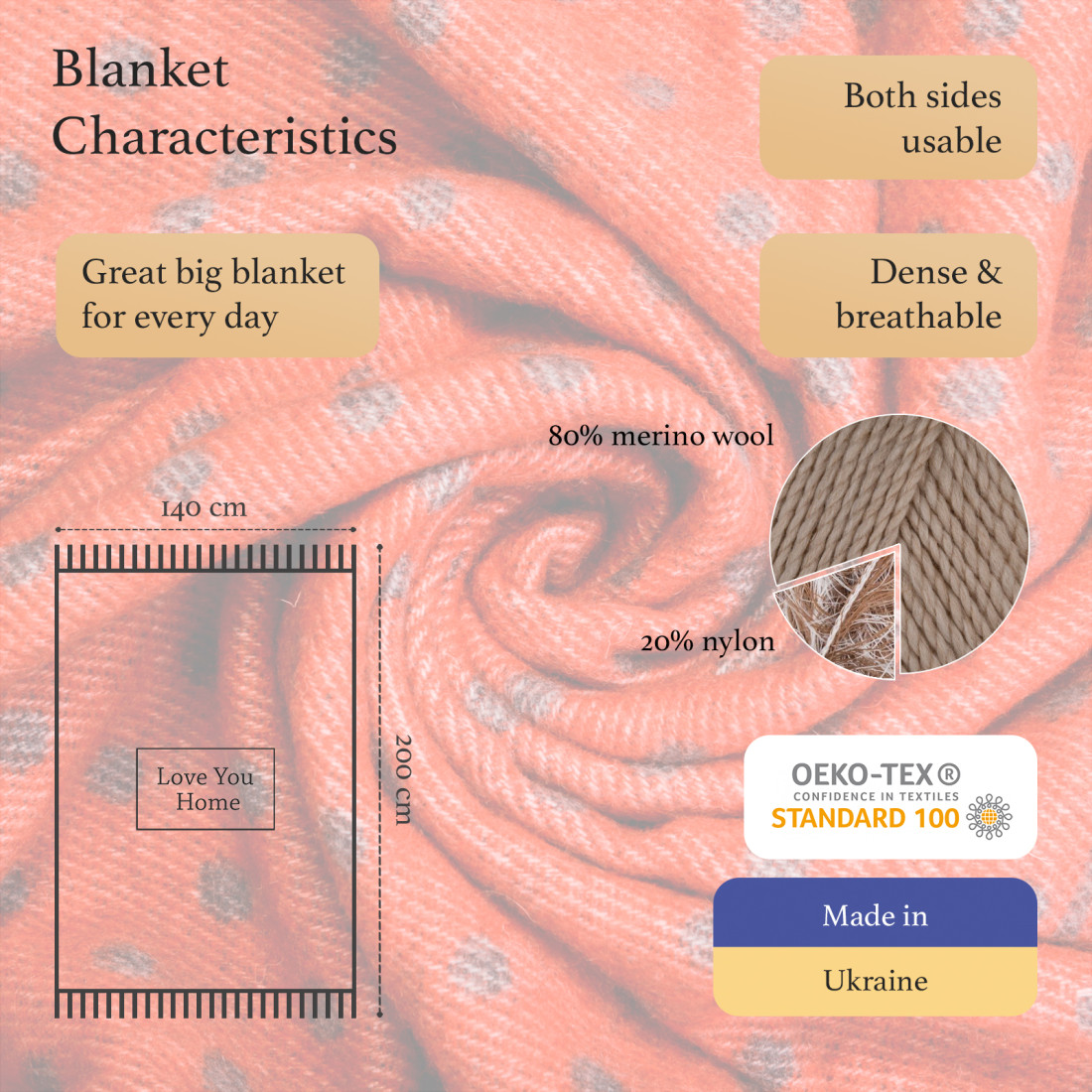 Merino plaid met kerstdesign en rendieren · 2
