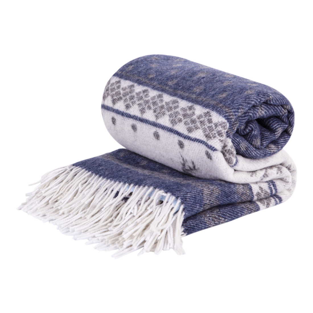 Merino plaid met kerstdesign en rendieren